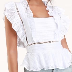 Lulu’s Belissa White Ruffled Square Neck Top